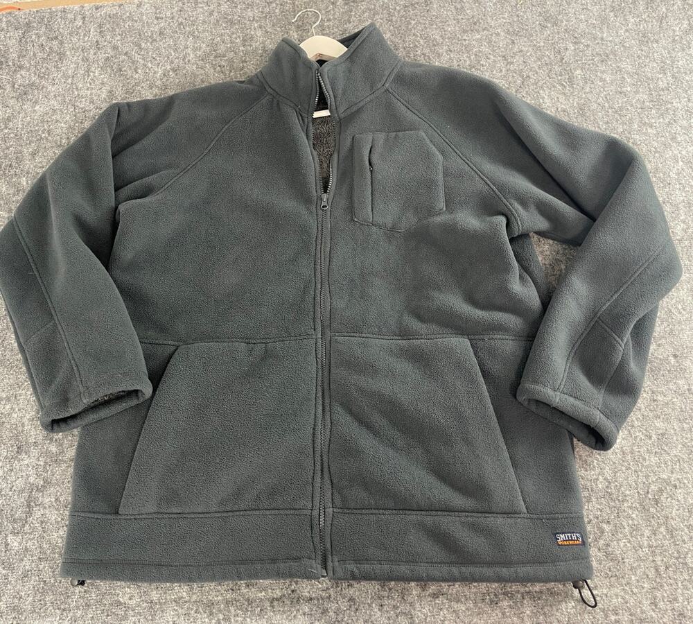 Smith's Workwear Jacket Mens 2XL Sweater Fleece Fur Lined Bluish Green Zip N112